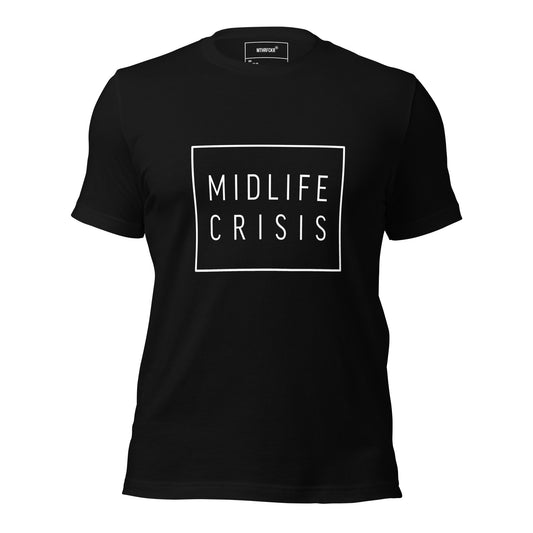 MTHRFCKR Midlife crisis T-shirt ronde nek zwart